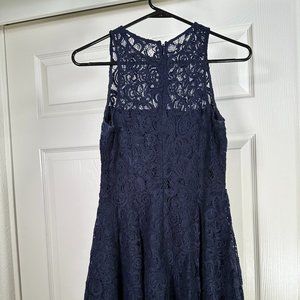 BB Dakota Blue High Neck Lace Dress - Size 2